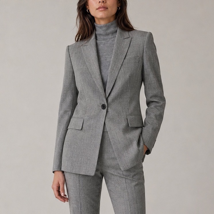Theory Etiennette B Women's 00 Gray Wool Blazer Office Career Tailored Classic